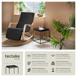 Tectake Beistelltisch Cambridge Stahl Mit Ablage In Tablettform  40 x 40 x 44 cm Schwarz
