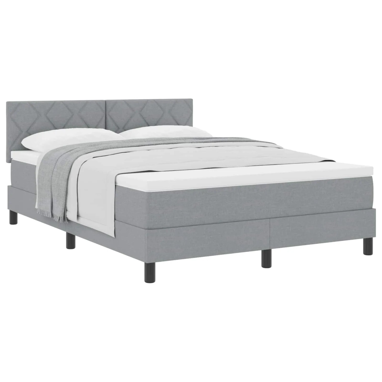 vidaXL Boxspringbett mit Matratze Hellgrau 160 x 200 cm Stoff 3338776