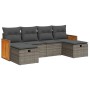 Graue 6-tlg. vidaXL Garten-Sofagarnitur aus Rattan mit Kissen. Gartenmöbel-Set mit Stauraum.