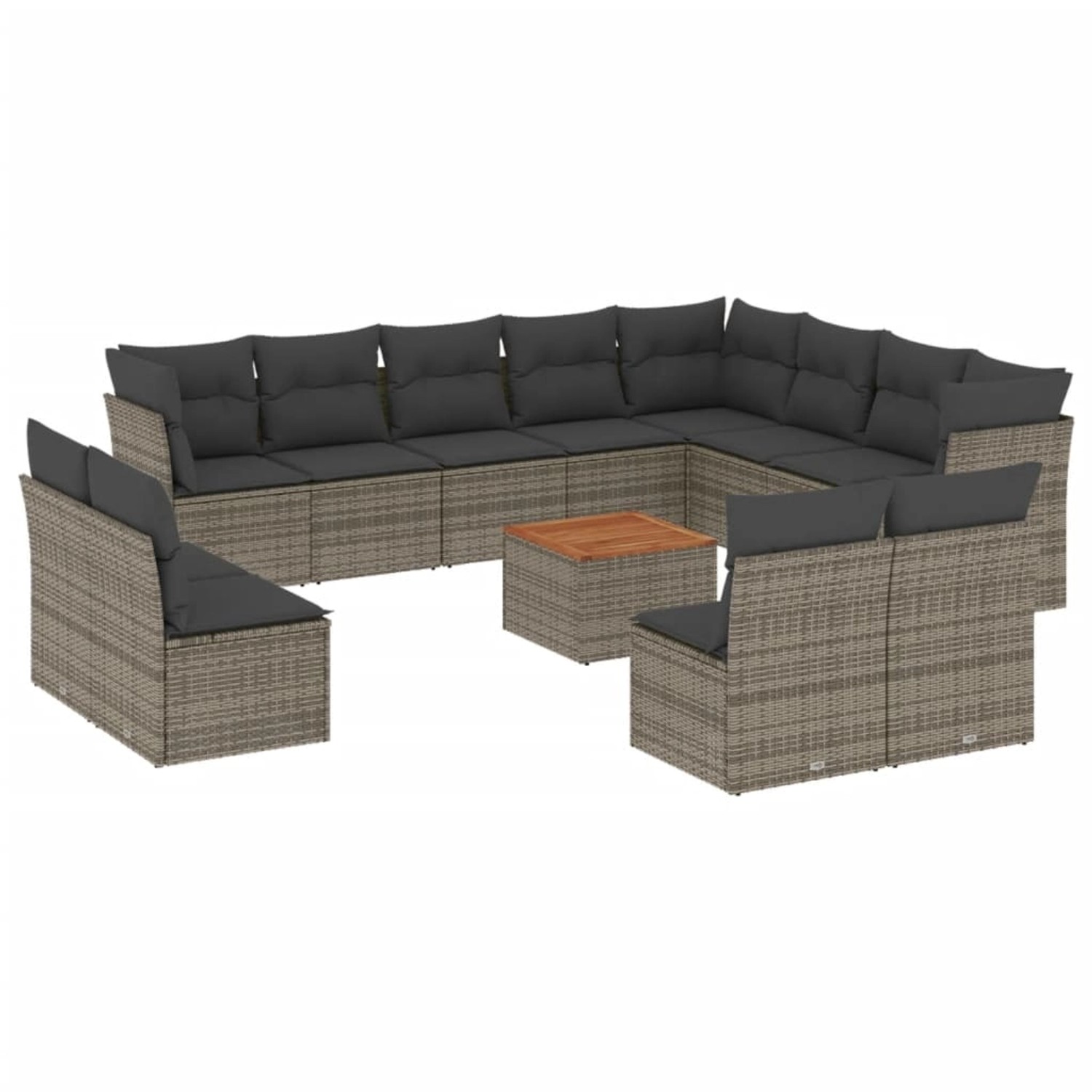 vidaXL 13-tlg Garten-Sofagarnitur mit Kissen Grau Poly Rattan 3223932 günstig online kaufen