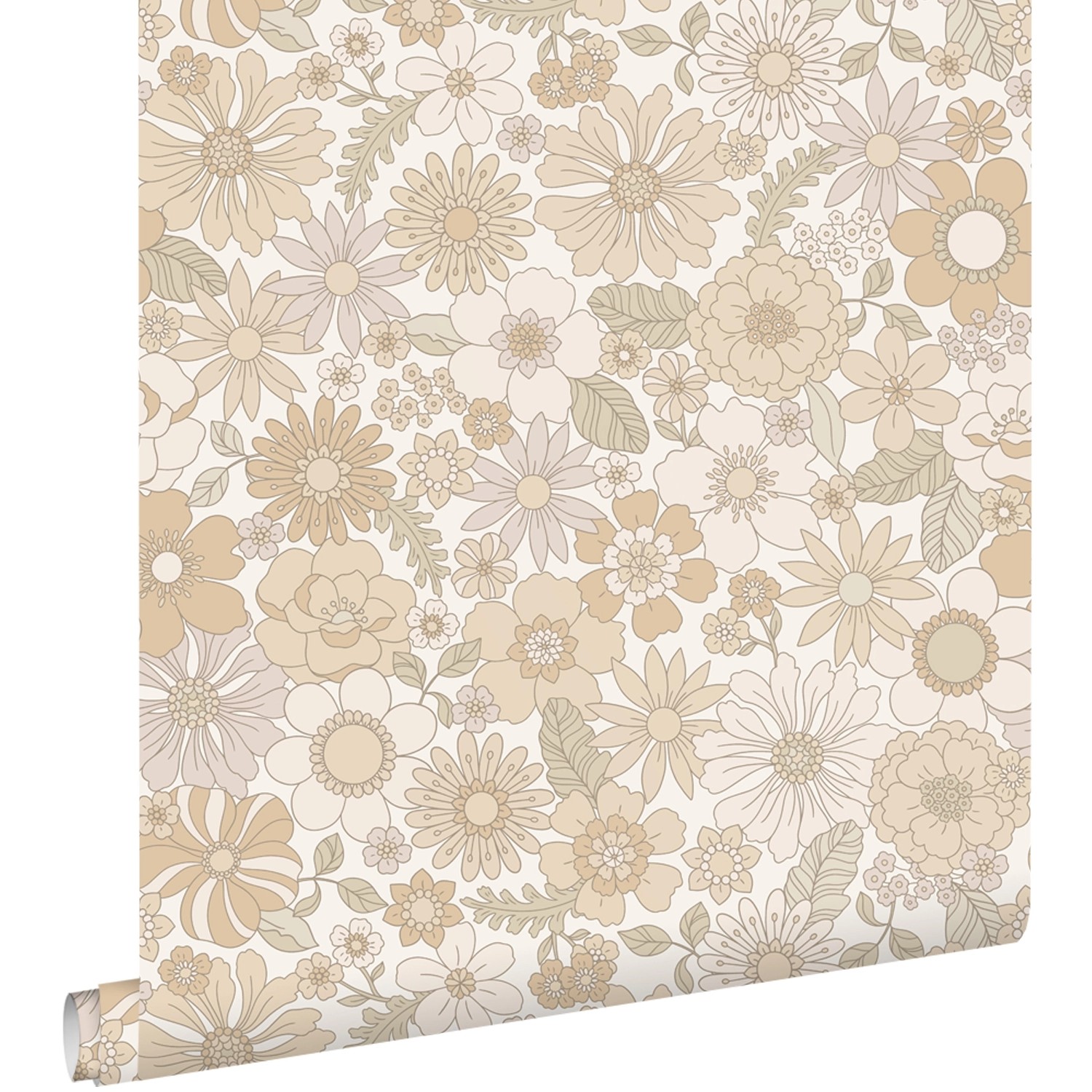 ESTAhome Tapete Retro Blumen Crème-Beige 50 x 900 cm günstig online kaufen