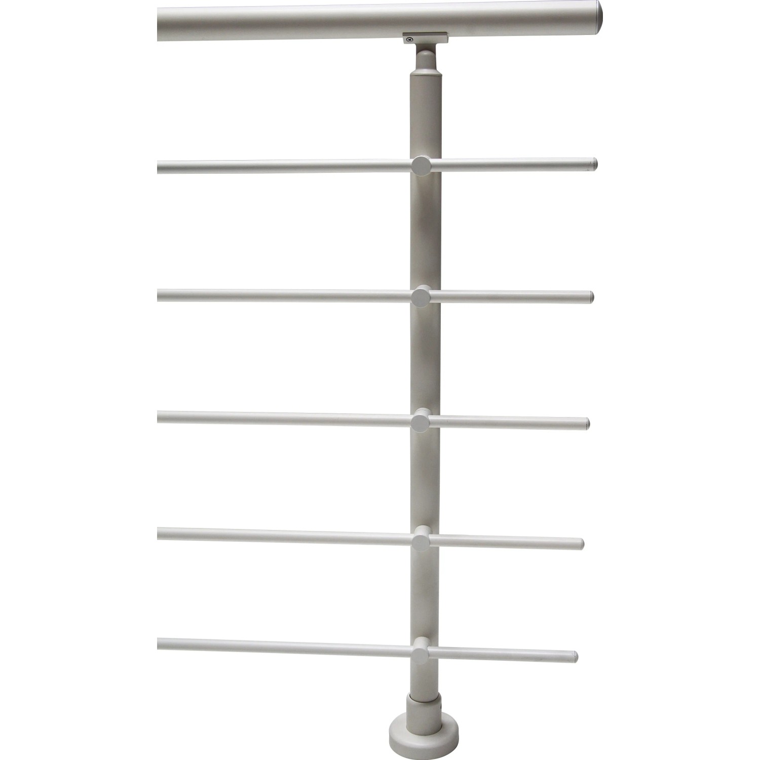 Dieda Geländerset, Aluminium, Weiß, mit waagerechten Rundstäben.