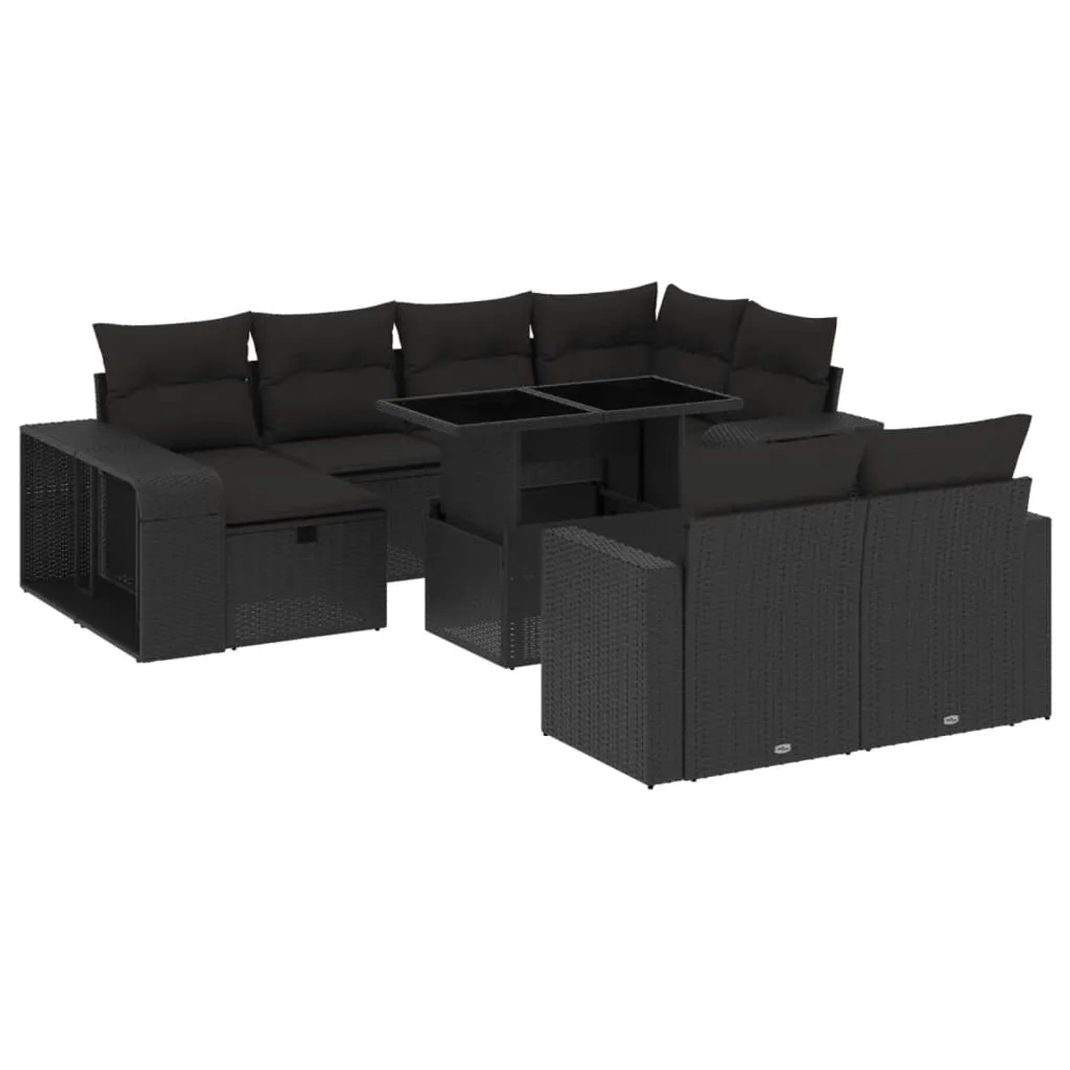 vidaXL 11-Tlg Garten-Sofagarnitur mit Kissen Schwarz Poly Rattan 3276501 günstig online kaufen