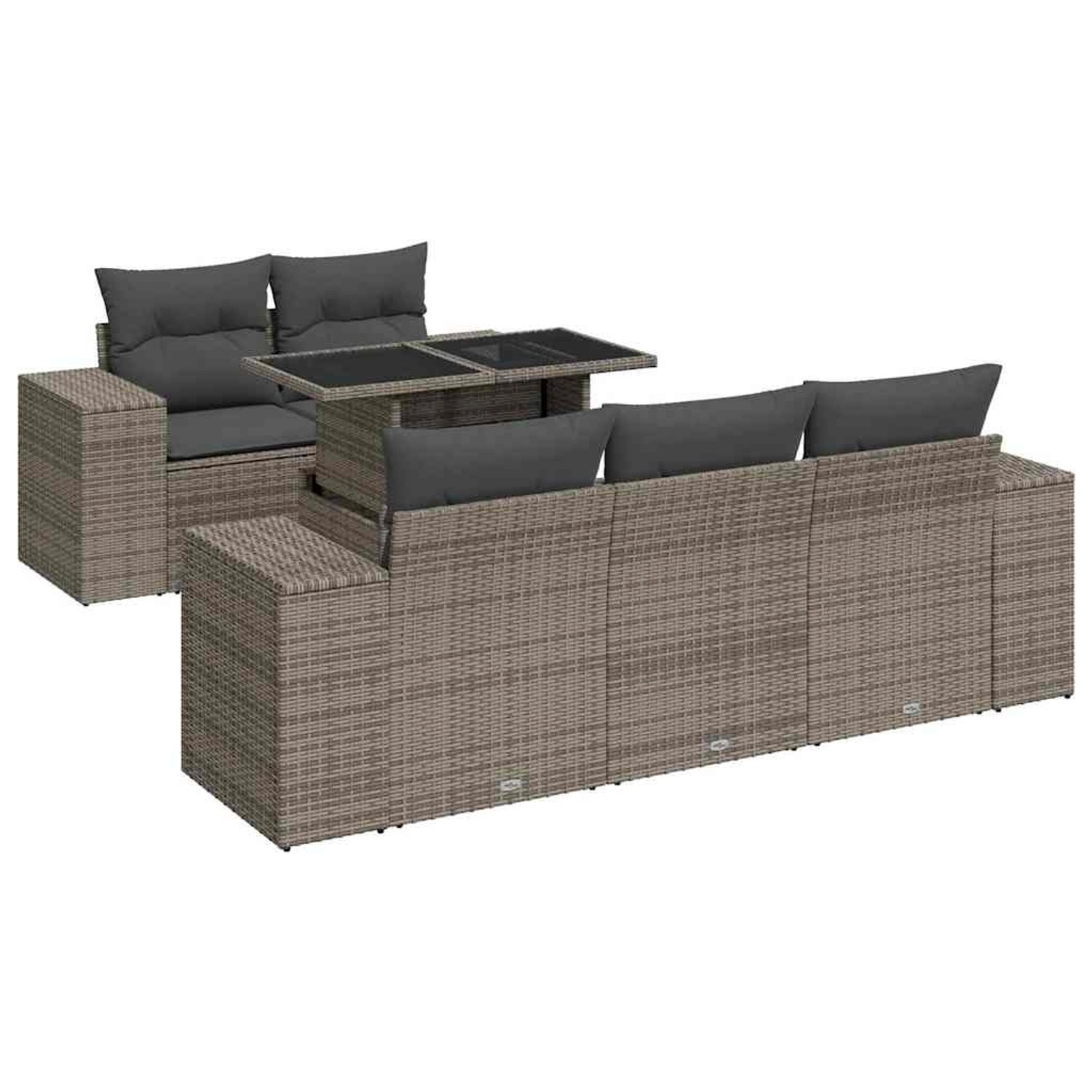 vidaXL 6-Tlg Garten-Sofagarnitur mit Kissen Grau Poly Rattan 3326731 günstig online kaufen
