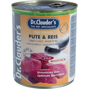 Dr. Clauder Hunde-Nassfutter Pute & Reis, 800g Dose. Alleinfutter für Hunde.