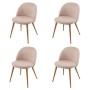 4er-Set MCW Esszimmerstühle D53, beige Stoff/Textil, runde Rückenlehne, Metallbeine in Holz-Optik. 50er Jahre Design.