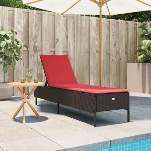 vidaXL Sonnenliege mit Kissen Braun Poly-Rattan 4002726