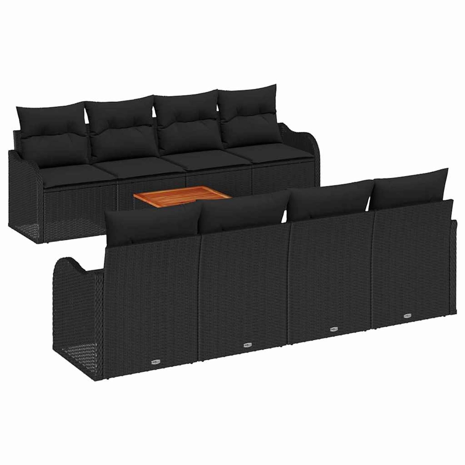 vidaXL 9-Teiliges Gartensofa-Set mit Kissen Schwarz Poly Rattan Akazie 3347 günstig online kaufen