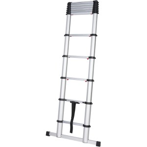 Aluminium Teleskopleiter mit 11 Stufen, ideal für Innen- und Außenbereich.