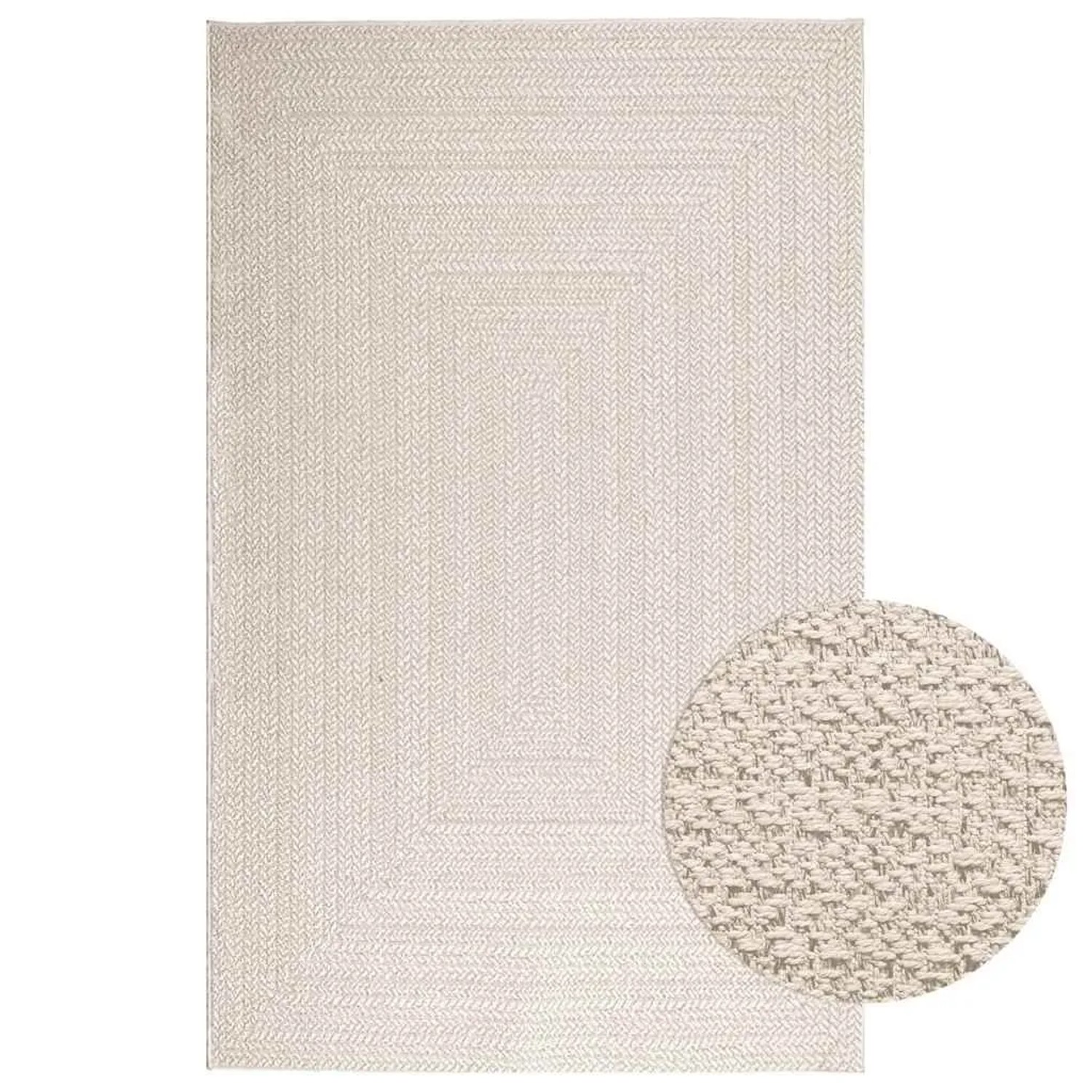 vidaXL Teppich ZIZUR Creme 160x230 cm Jute-Optik Indoor und Outdoor 4010366 günstig online kaufen