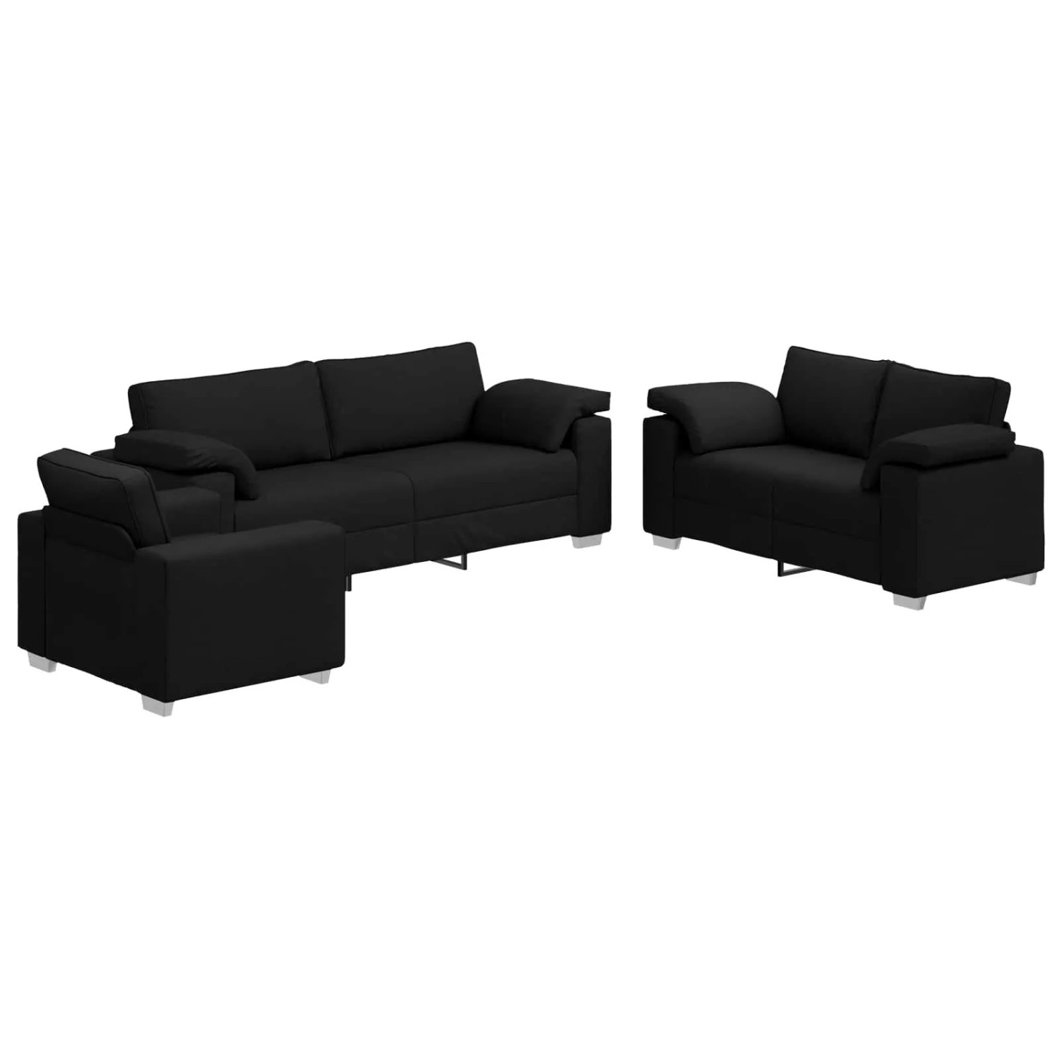 vidaXL Sofa 3-Tlg Schwarz 219 x 80 x 82 cm Leinenmischgewebe 3324660