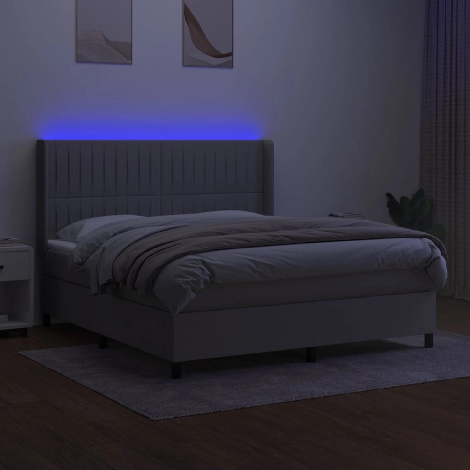 vidaXL Boxspringbett mit Matratze & LED Hellgrau 180x200 cm Stoff 3138493 günstig online kaufen