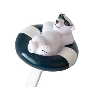 Poolthermometer Eisbär auf Schwimmring zur Temperaturmessung in °C & °F.