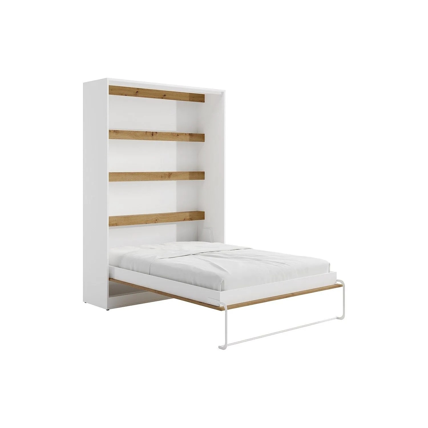 Vente-unique Schrankbett Rapili Naturfarben Hell  Weiß 159 cm