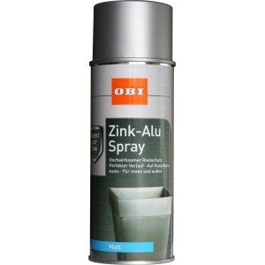 OBI Zink-Alu Spray, silbergrau matt, 400ml Dose für Rostschutz und Metallbeschichtung.
