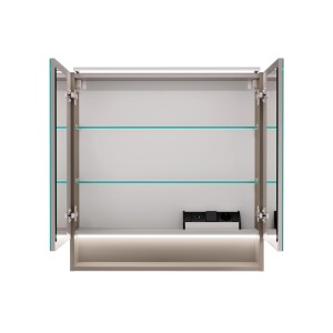 Offener Fackelmann LED-Spiegelschrank B.Paris, 70 cm, Cubanit Grau, mit Glasablagen und Elektrobox.