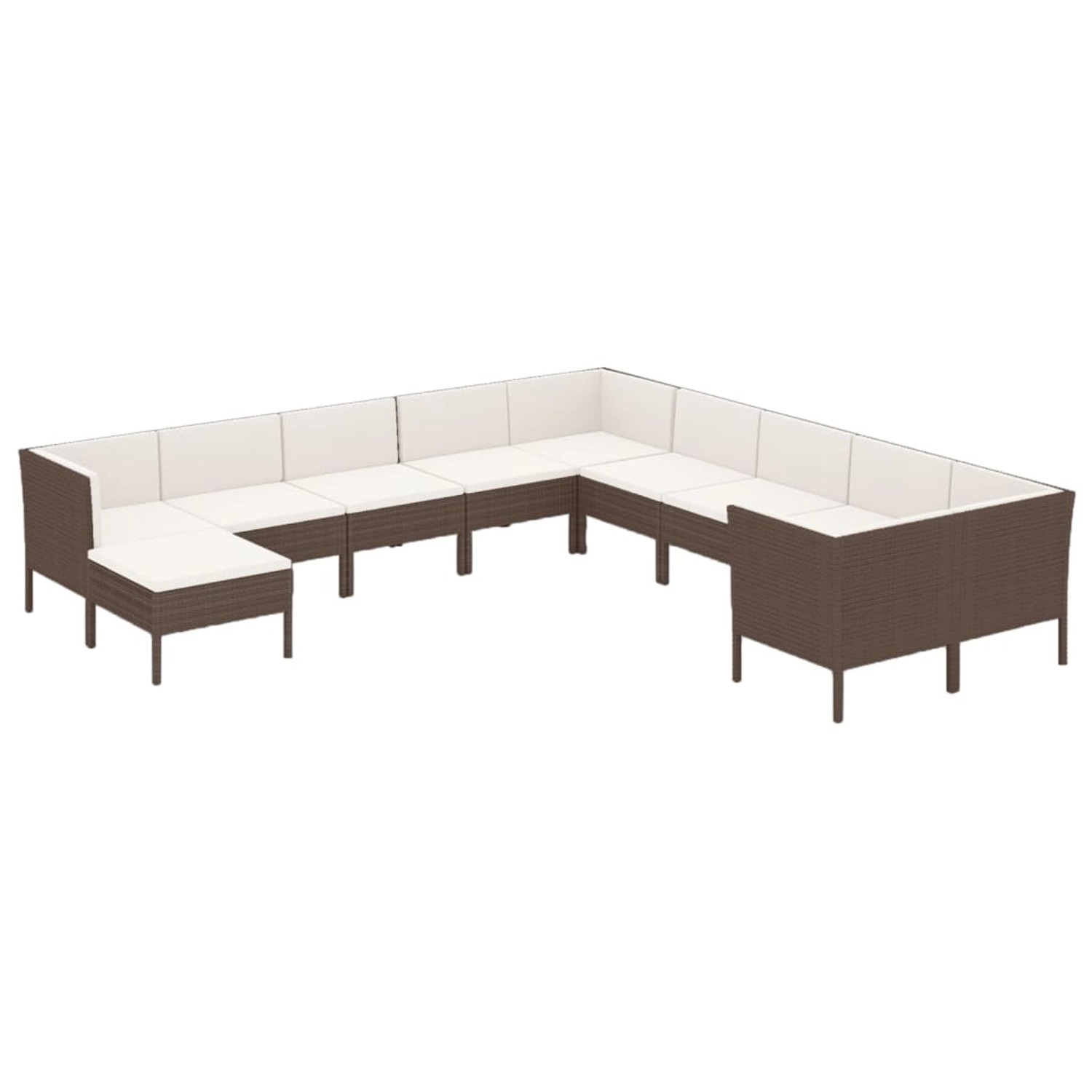 vidaXL 11-tlg Garten-Lounge-Set mit Auflagen Poly Rattan Braun Modell 10