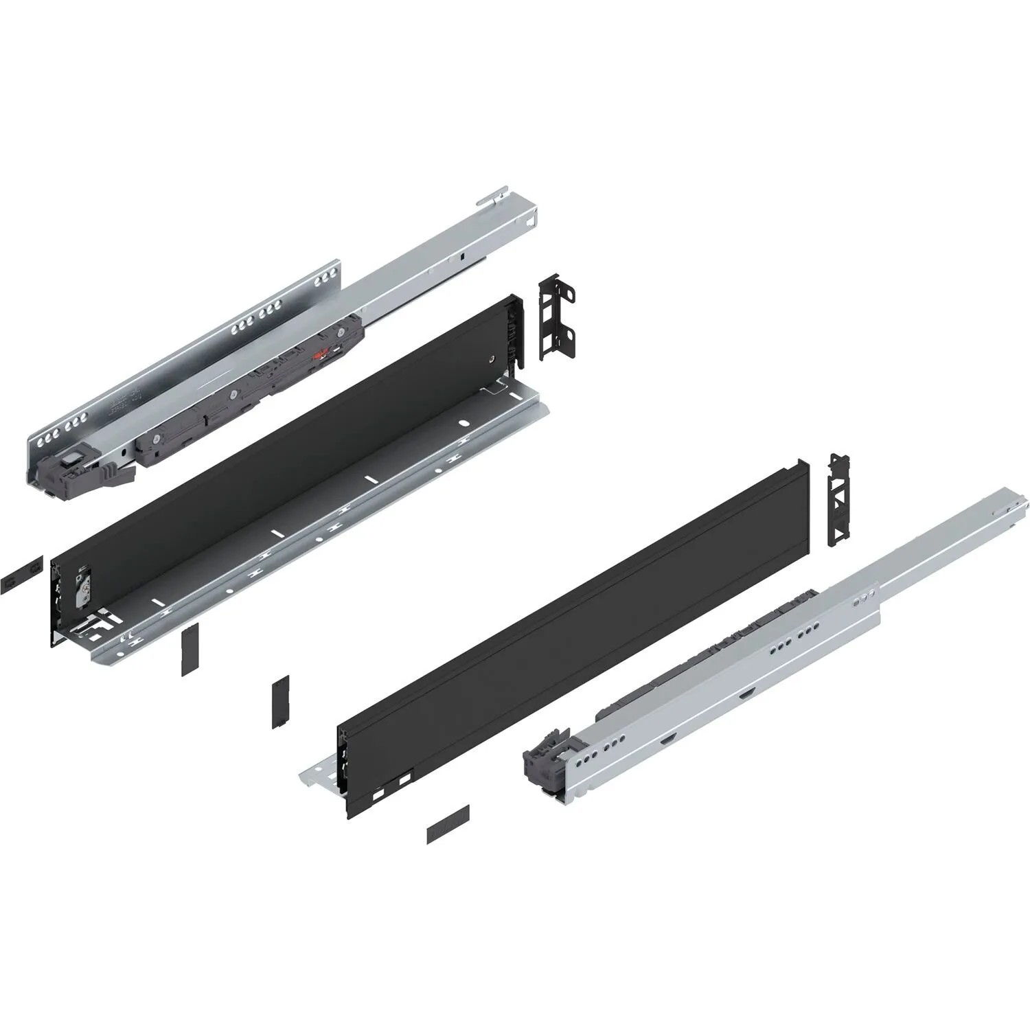Blum Legrabox Pure Set Höhe N Tip-On Vollauszug 550 mm 40 kg Carbonschwarz 1 Paar
