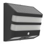Schwarze Eglo LED Solar Wandleuchte Stiappa mit Sensor, 20x12 cm, für den Außenbereich.