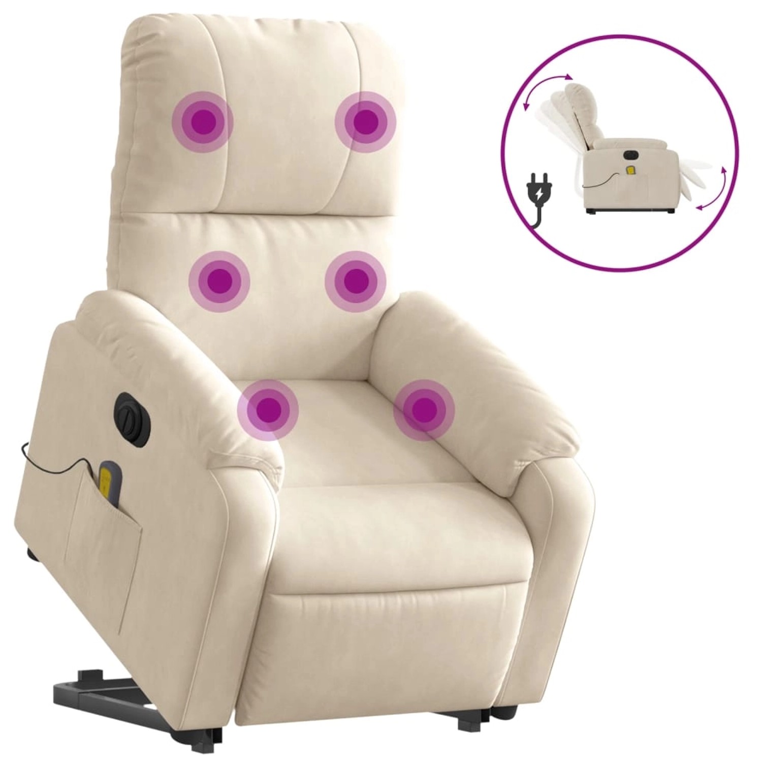 vidaXL Massagesessel Aufstehhilfe Elektrisch Beige Mikrofasergewebe günstig online kaufen