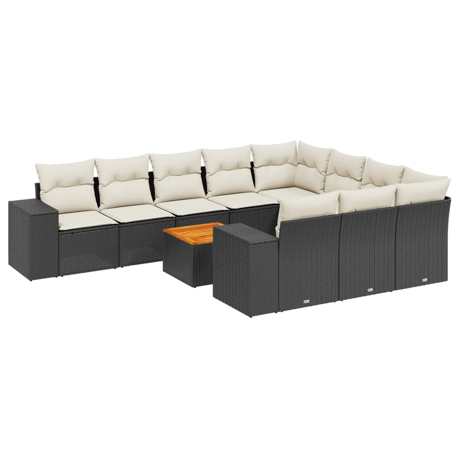 vidaXL 11-Tlg Garten-Sofagarnitur mit Kissen Schwarz Poly Rattan 3257953 günstig online kaufen