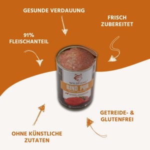 Wildfang Nassfutter Rind Pur BARF Qualität 400 g