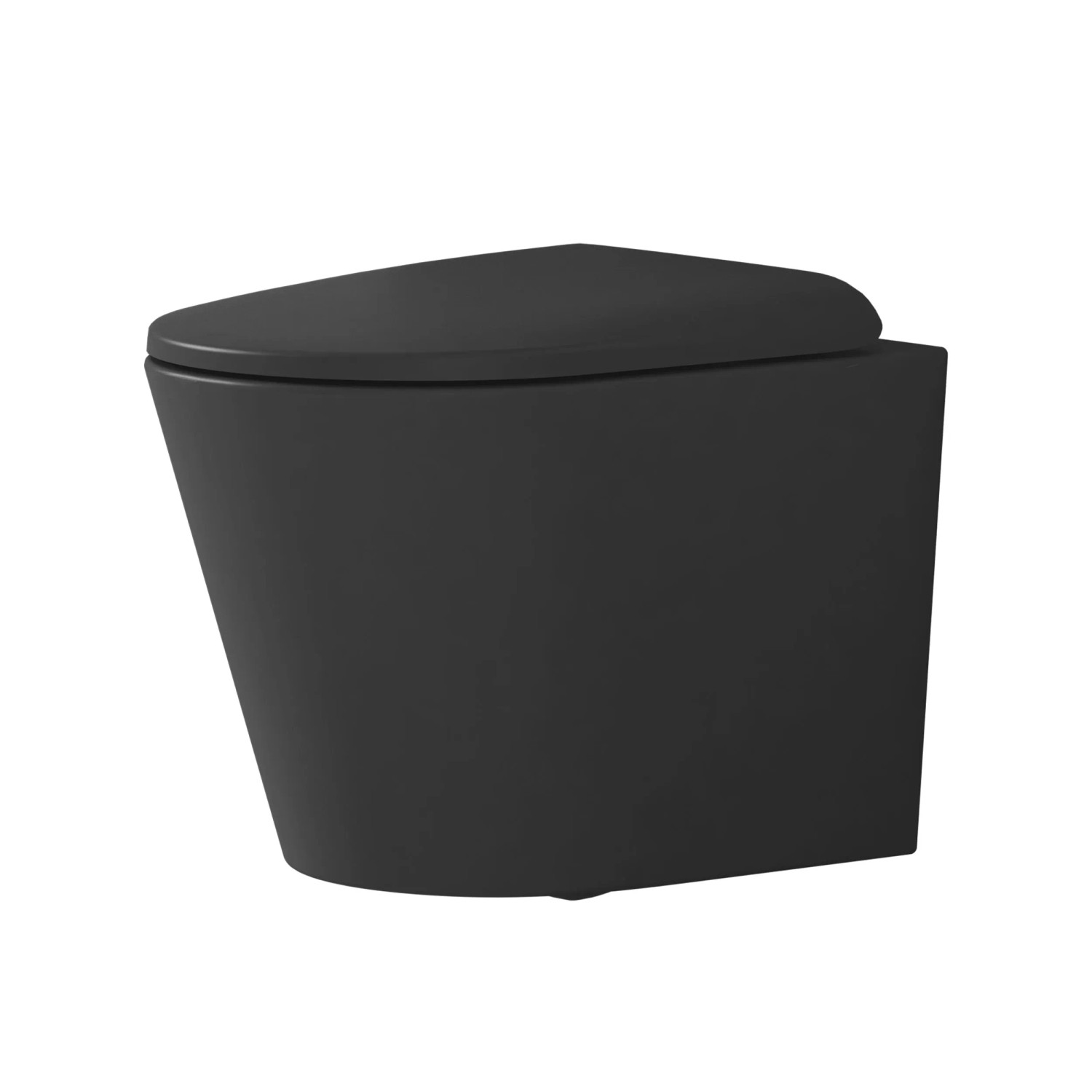 Emke Spülrandloses Wand-WC Tiefspül-WC in D-Form Toiletten mit Softclose WC-Sitz Matt Schwarz