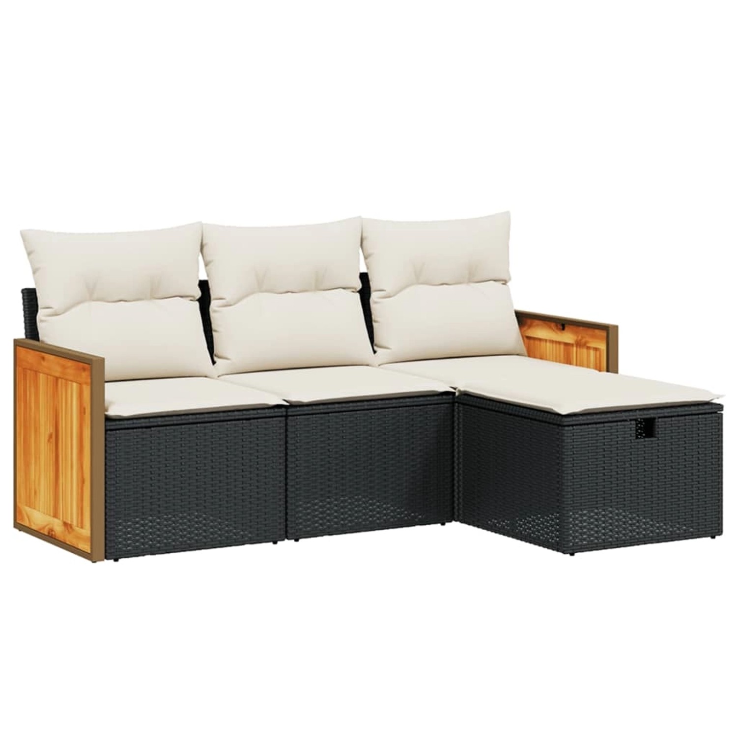 vidaXL 4-tlg Garten-Sofagarnitur mit Kissen Schwarz Poly Rattan Modell 51 günstig online kaufen