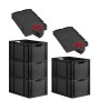 PROREGAL SparSet: 5 schwarze Euroboxen mit Deckel und roten Verschlüssen, 65 Liter.