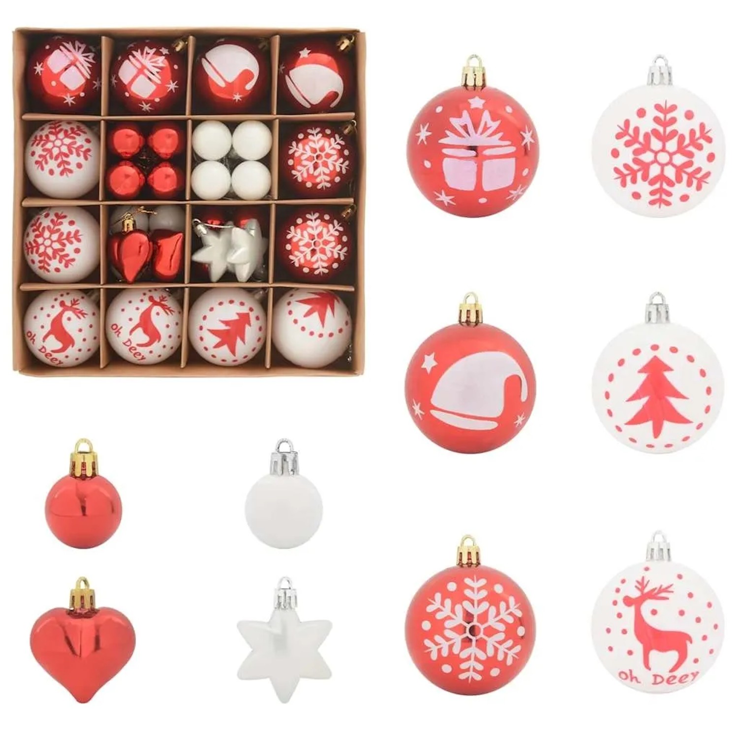vidaXL Weihnachtskugel-Set 40-Tlg Rot und Weiß 42018847