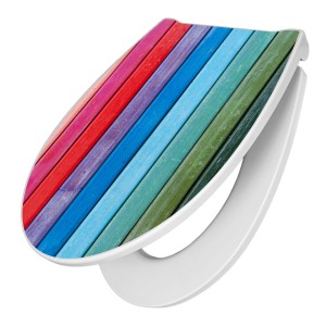 Banjado Premium WC-Sitz mit Regenbogenfarben Motiv und Absenkautomatik.