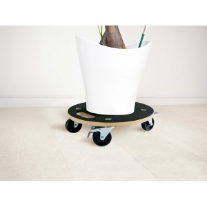 Rundes Transportbrett TRR-200 mit Pflanze, beschichtet, 200 kg Tragkraft, für leichten Transport.