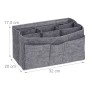 Dunkelgrauer Filz Handtaschenorganizer mit Fächern, 17,5x32x20 cm, für Ordnung in Taschen.
