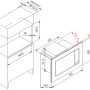 Skizze der Held Möbel Küchenzeile Mailand 370 cm mit Maßen für Backofenumbau und Mikrowelle.