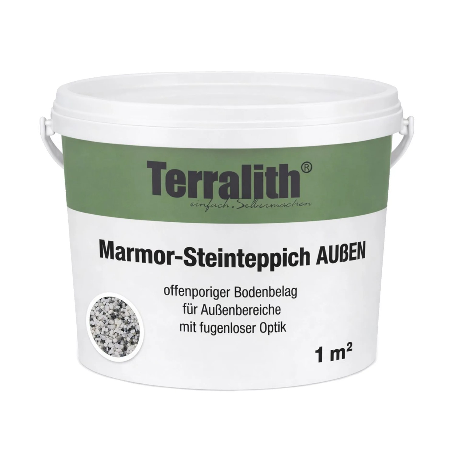 Terralith Metallic Steinteppich Metallic Mix 300 für 1 m² Außen Fein 2-4 mm