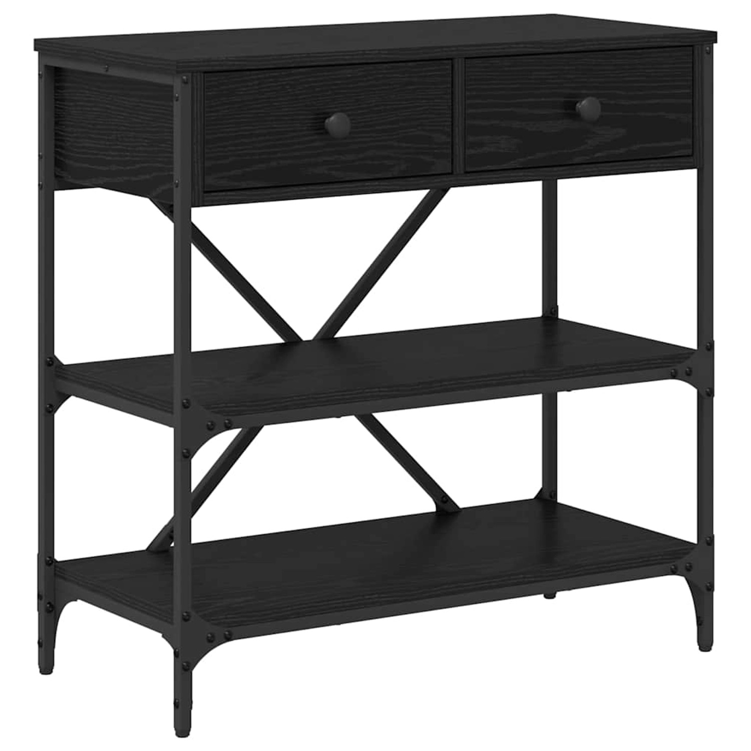vidaXL Konsolentisch mit Schubladen mit Regal Schwarz Eichen-Optik 871314