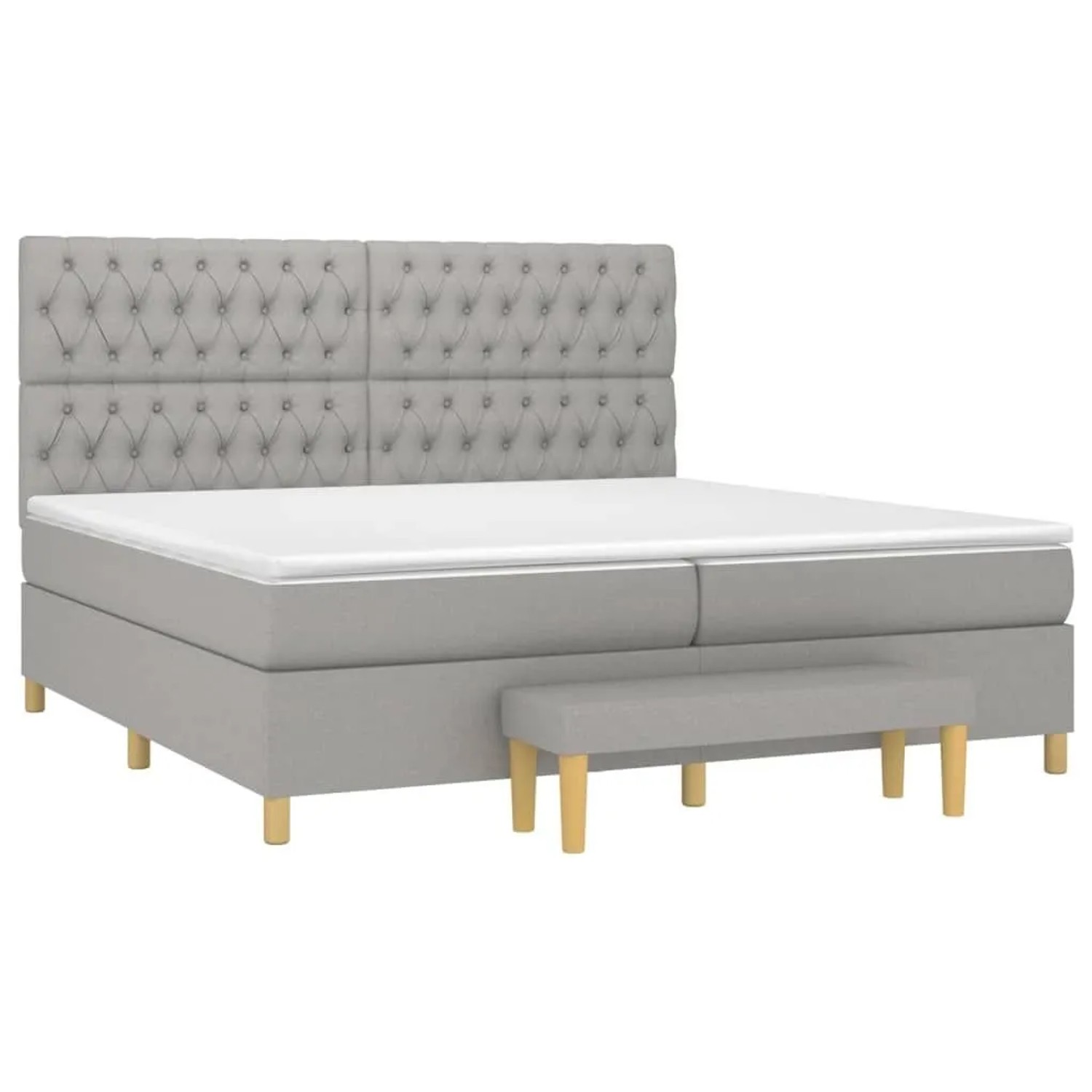 vidaXL Boxspringbett mit Matratze Hellgrau 200x200 cm Stoff 3137421