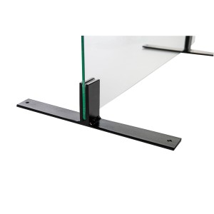Schwarzer Standfuß (350 mm) für 6 mm ESG Hygieneschutzglas.