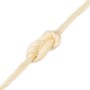 Beiges Sisalseil mit 3 mm Durchmesser und Knoten, Nahaufnahme. Robustes Naturfaserseil für Taue & Seile.