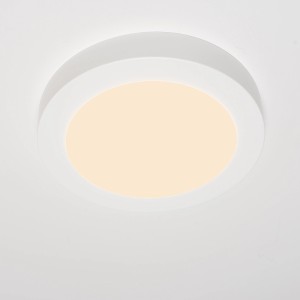 Weißer, runder LED Einbaustrahler, CCT dimmbar, Ø 20 cm.
