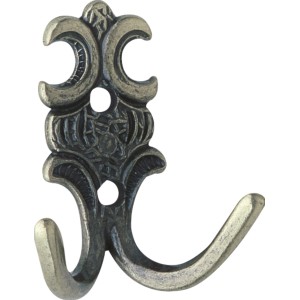 Metall Wandhaken 418 in Altmessing-Optik, brüniert. Dekorativer Haken zur einfachen Montage.