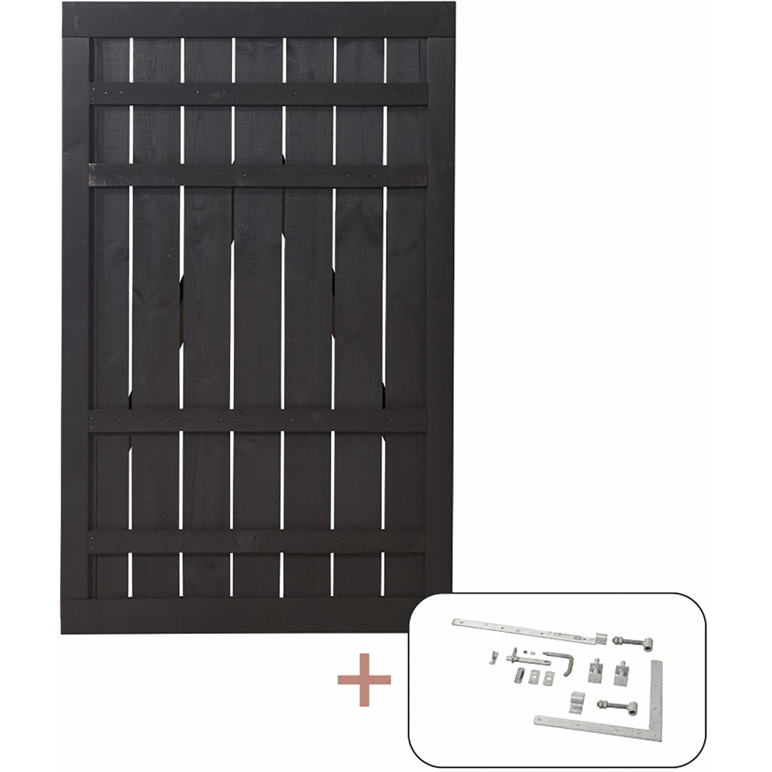 Einzeltor Rustik Nadelholz Schwarz 100 cm x 158 cm günstig online kaufen