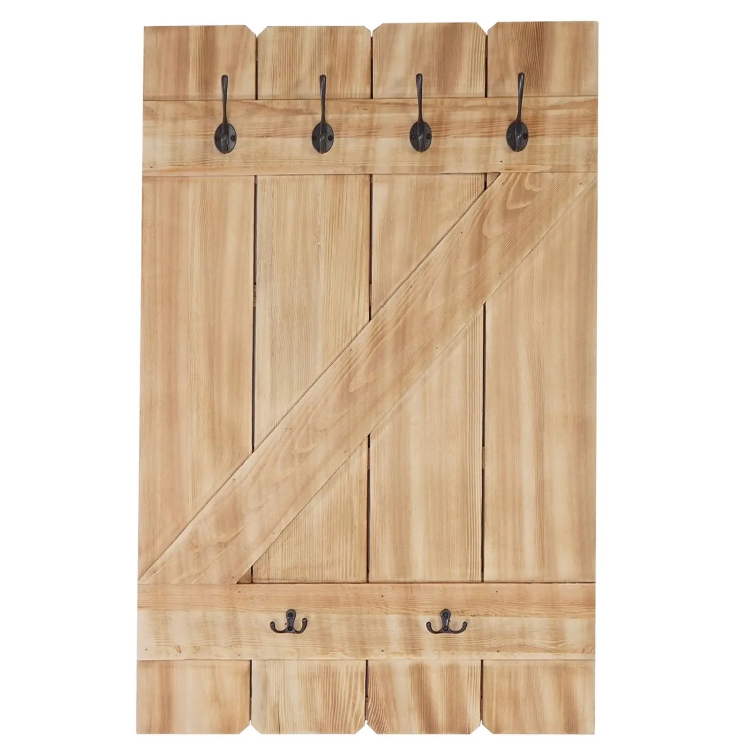 BERLINLODGE Wandgarderobe 91x60x10cm 6 Haken Kiefer_3