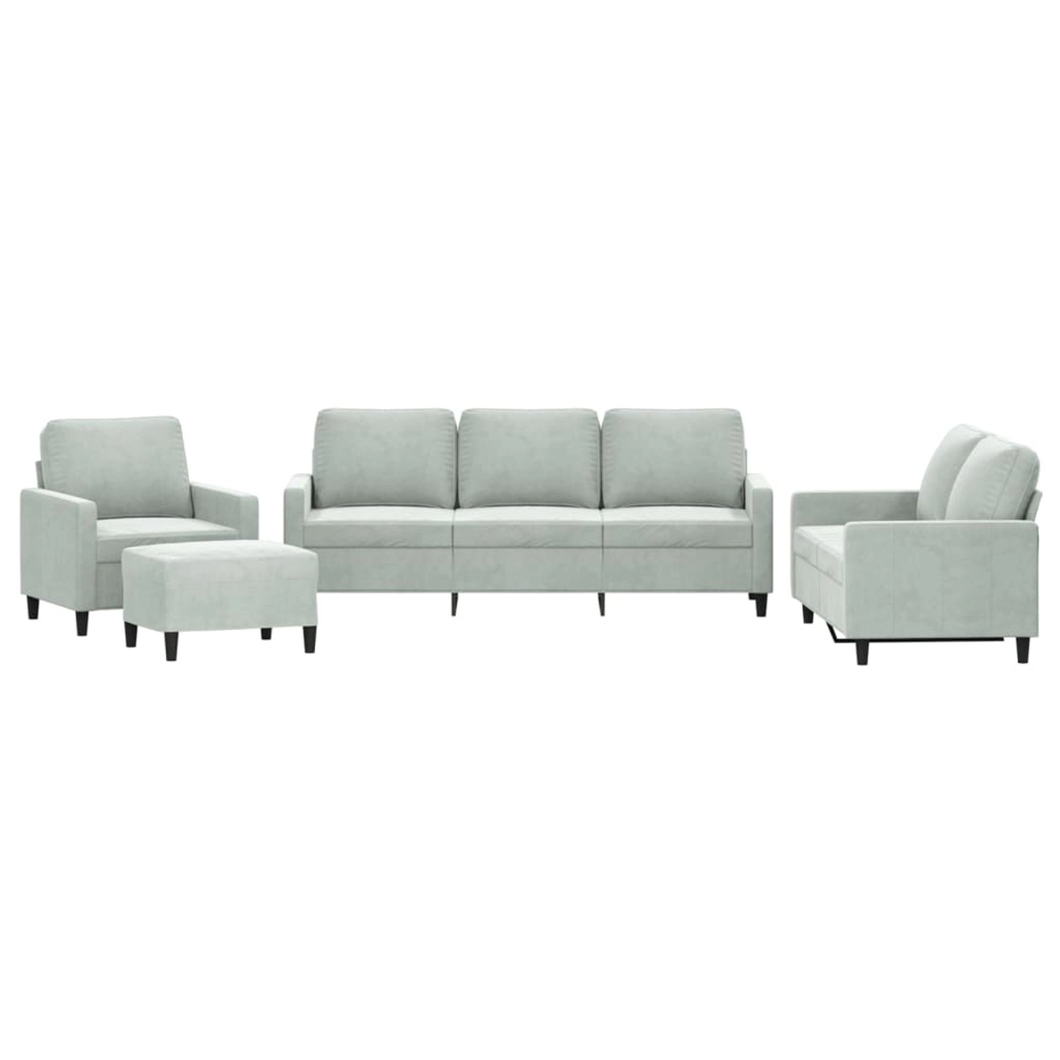 vidaXL 4-Tlg Sofagarnitur mit Kissen Hellgrau Samt 3201486 günstig online kaufen