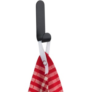 Wenko Wandhaken Monel, schwarz-matt, mit Geschirrtuch. Küchenhelfer für Bad und Küche.