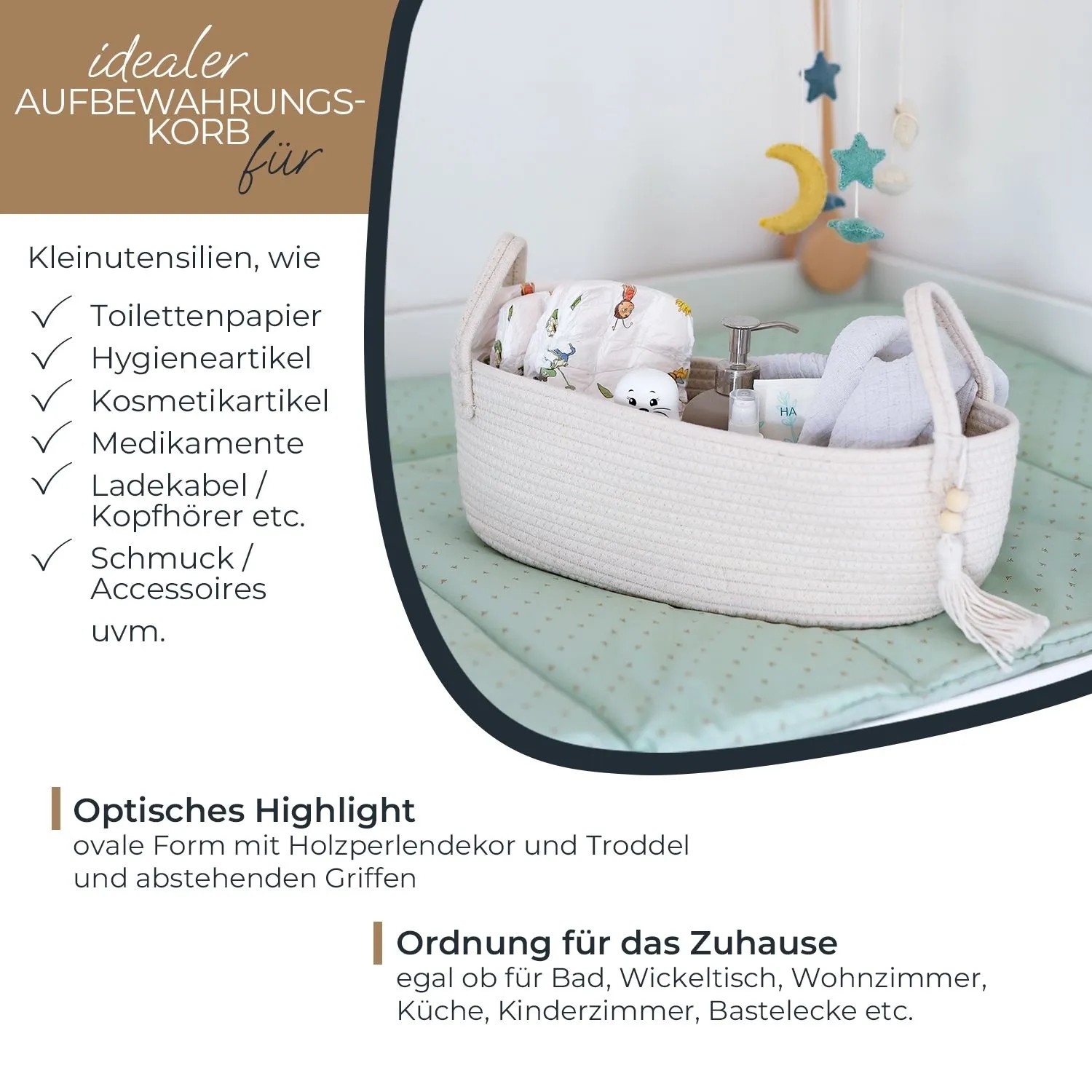 HMF 39030-38CM-30 Aufbewahrungskorb Badezimmer Korb Toilettenpapier Baumwolle 38 x 15 x 14 cm_2