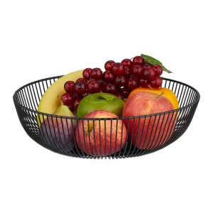 Relaxdays Obstschale Eisen Schwarz Rutschfest 8 cm x 28 cm 0,43 kg