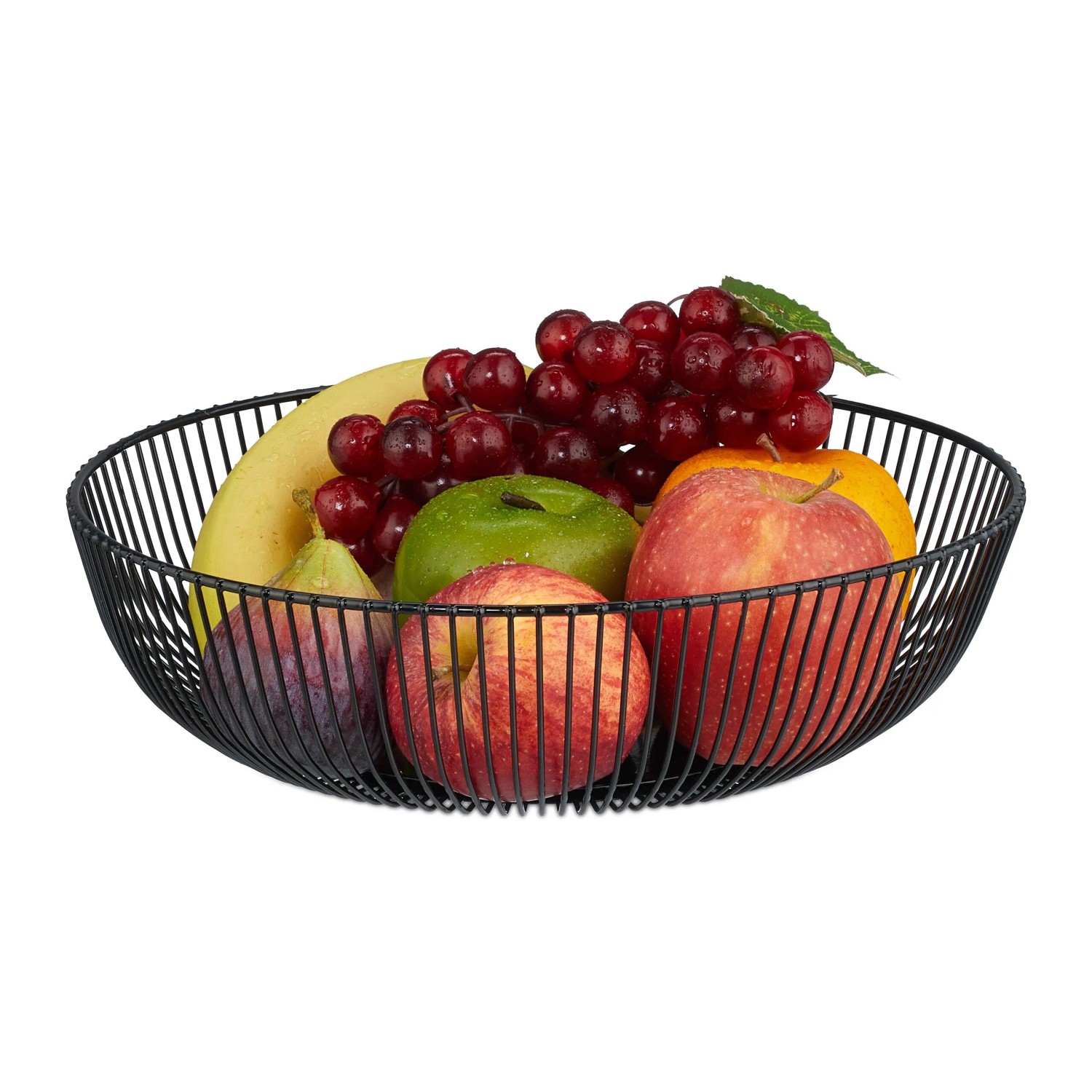 Relaxdays Obstschale Eisen Schwarz Rutschfest 8 cm x 28 cm 0,43 kg