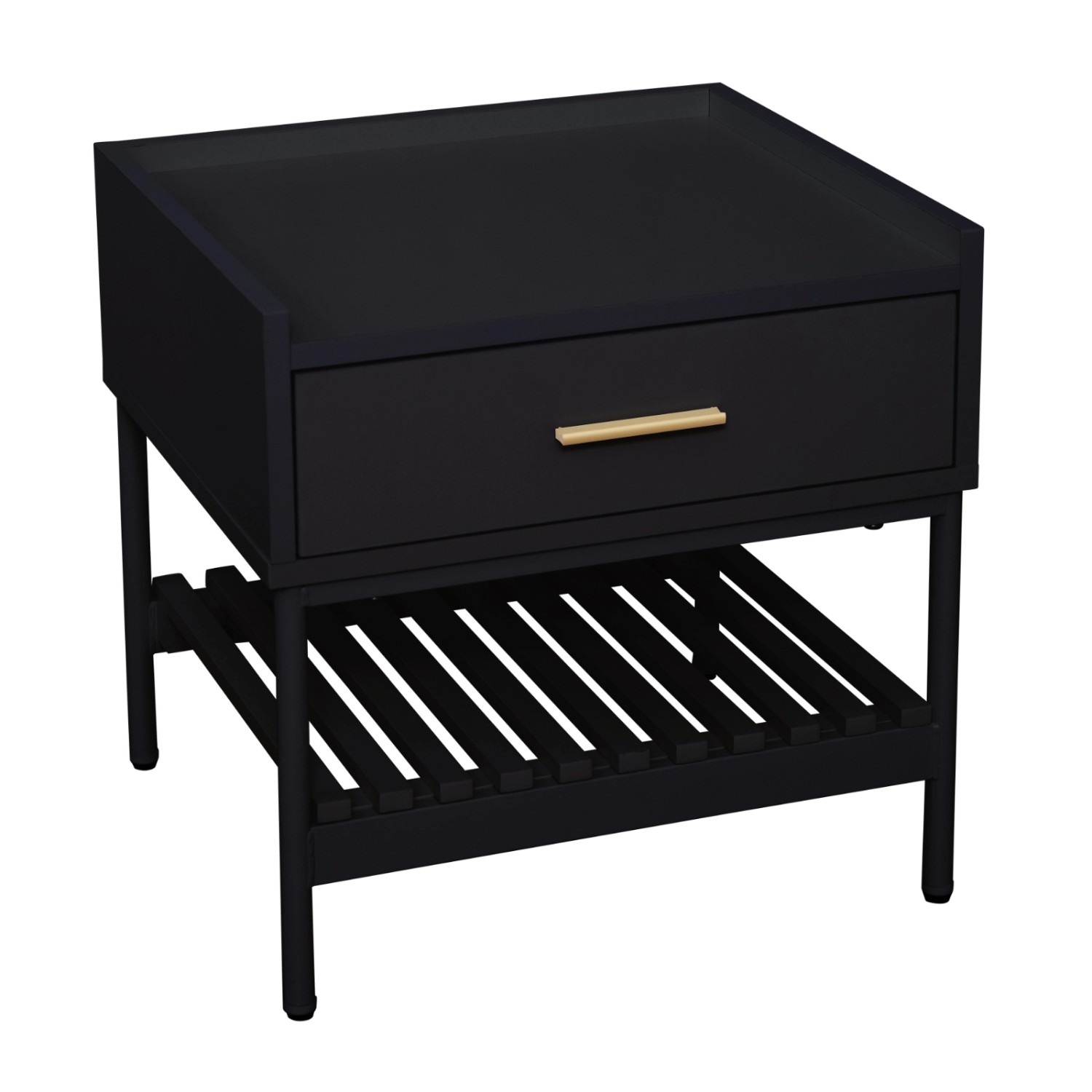 Svita Kore Nachttisch Mit Schublade Nachtschrank Nachtkommode Schwarz günstig online kaufen
