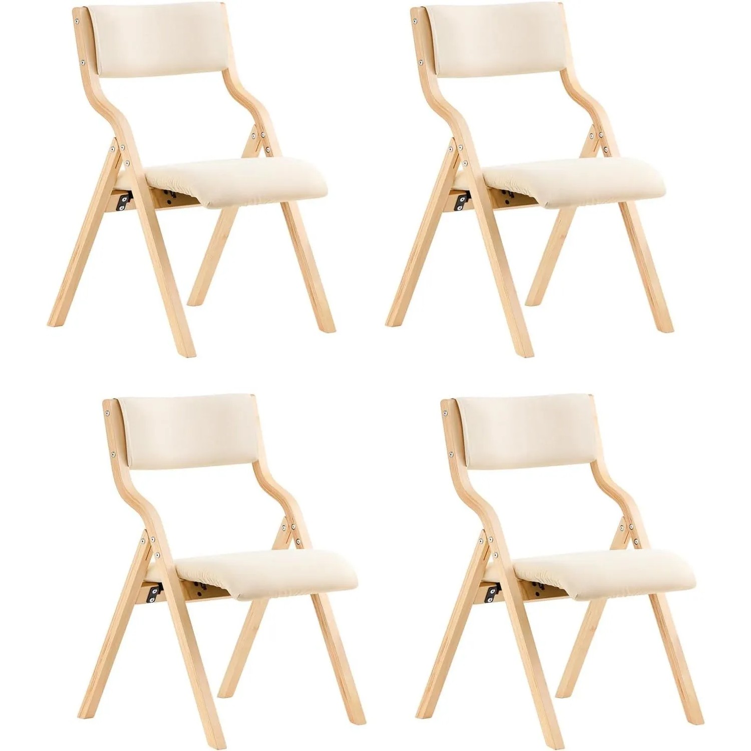 SoBuy 4er Set Esszimmerstuhl Klappstuhl Küchenstuhl Polsterstuhl mit Lehne Beige FST40-Wx4